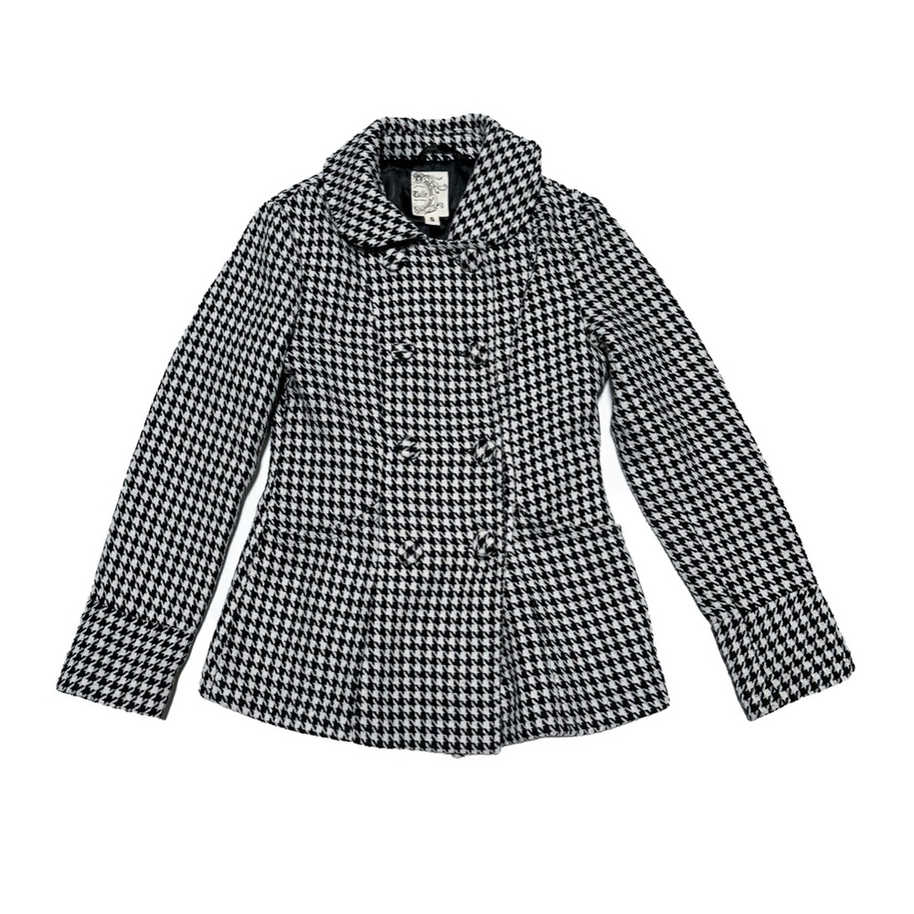 Y2K Urban Outfitters Tulle Houndstooth Double Breasted Princess Pea Coat Jacket - Picture 1 of 9